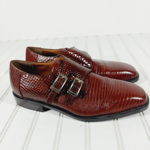 Stacy Adams Oxfords Snakeskin Leather Monk Strap Brown F806 main image 7